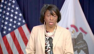 Illinois Department of Public Health Director Dr. Ngozi Ezike announces 1,178 new confirmed cases of COVID-19 and 39 additional related deaths in the past day during the daily COVID-19 press briefing Tuesday in Chicago. Ezike explained the numbers released Tuesday, including 17,230 newly recorded tests, were lower due to some public health employees being off work Monday for Memorial Day. (Credit: blueroomstream.com)