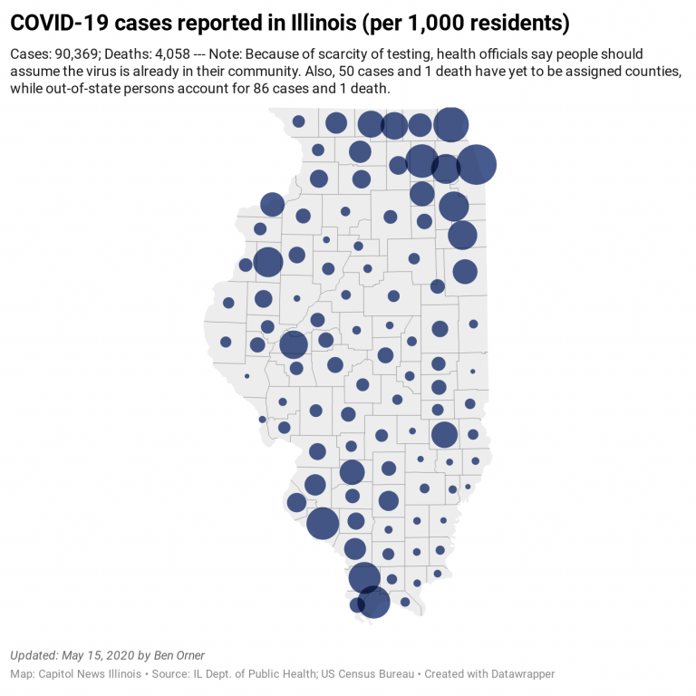 CORONAVIRUS INFECTION RATES IN ILLINOIS   Credit: Ben Orner of Capitol News Illinois