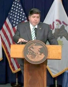 Gov. JB Pritzker expresses concern over the rising number of COVID-19 cases and an increase in the rate of positive test results in recent days during a news conference Wednesday in Chicago. (Credit: blueroomstream.com)