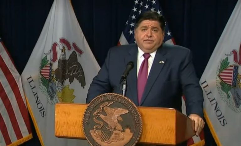 Gov. JB Pritzker gives an update on unemployment fraud at a news conference in Chicago. (Credit: BlueRoomStream.com)
