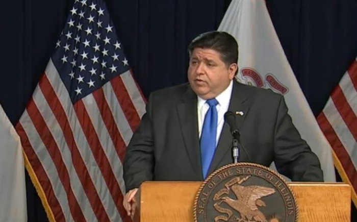 Gov. JB Pritzker takes questions about the state's COVID-19 response at an update in Chicago Wednesday. (Credit: Blueroomstream.com)