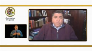 Gov. JB Pritzker speaks at his virtual daily briefing Tuesday from his home in Chicago, urging Illinoisans to stay home for the Thanksgiving holiday. (Credit: Blueroomstream.com)