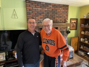 After almost 50 years covering sports for the Cass County Star-Gazette, 91 year-old Don (Chipper) Chipman, at right, will put down his pen at the end of the spring sports season. Jason Brockschmidt, at left, who has been a writer for the Star-Gazette for several months will become the sports editor at that time.   Photo by Bill Mitchell