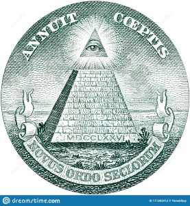 Reverse side of the Great Seal as it appears on the dollar bill.