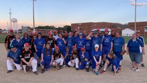 Sportsmanship at its best!  Pictured are members of the Beardstown Area Special Athletes and Warren County softball teams following their season opening game in Monmouth.