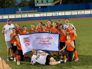 Pictured are the 2022 11/12 Year Old Softball All Star Illinois State Champions