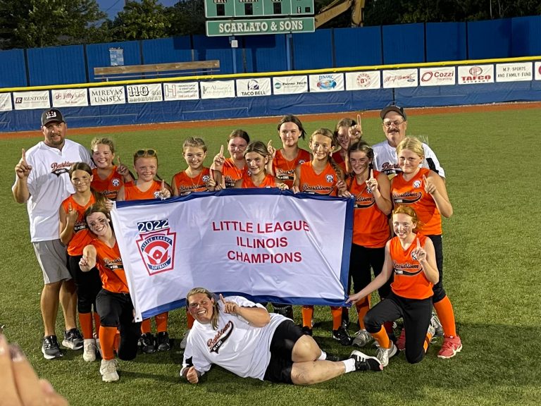 Pictured are the 2022 11/12 Year Old Softball All Star Illinois State Champions