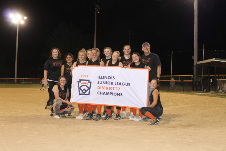 Kneeling (left to right):  Autumn Bowman and Skylyn Behymer.  Standing (L to R):  Coach Tori Capps, Daisy Gil, Kylynn Maltby, Perri Herzog, Lauren Coats, Mila Capps, Natalie Stambaugh, Hallie Lawson, Addi McClenning and Coach Joe McClenning.