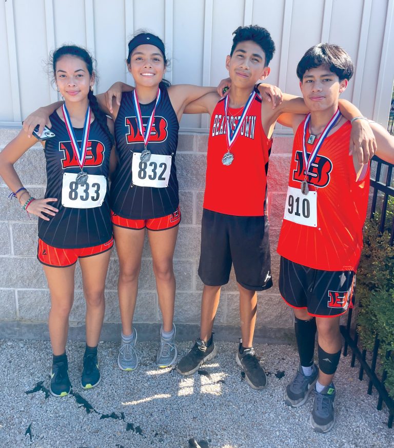 Pictured are high school and middle school Tiger Cross Country medal winners from the PORTA Invite (L/R): Diana Huerta (H.S.), Daisy Gil (H.S.) Martin Pineda (M.S.) and Bryan Islas (H.S.).