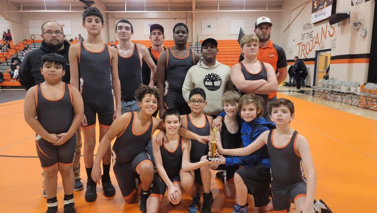 Pictured is the BJHS Wrestling team after taking 4th Place at the Lincoln Middle School Dawson Duals, a team tournament where no individual awards were given. Congratulations!
