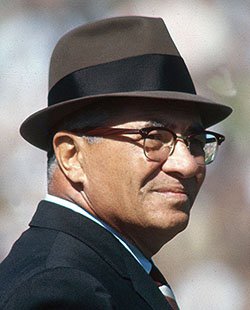 Legendary Green Bay Packer coach Vince Lombardi who is stuck with a legendary misquote.