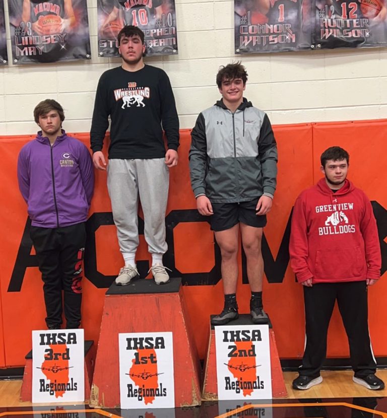 Tiger Senior Owen O’Hara is pictured at the top of the podium following his Regional Wrestling Championship Victory.