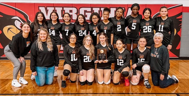 The 7th grade team. The Beardstown Middle School volleyball teams took 2nd place in the Virginia Tournament.