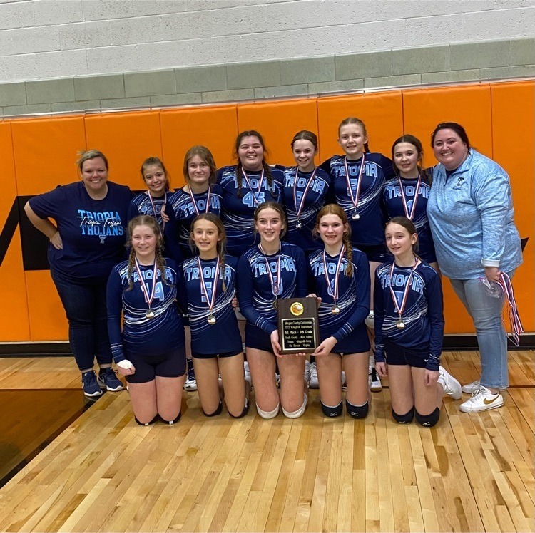 Congratulations go out to the pictured Triopia-Meredosia 8th grade volleyball team and coaches as they won the Morgan County Tournament and improved to 12-0 on the season.