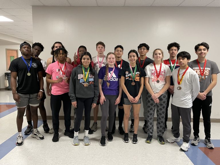 The BHS track teams participated in an indoor meet at Illinois College to open the season.  The following athletes medaled in one or more events (L/R): Lucas Domitien, Christy Domitien, Owen Quigley, Joshua Severino, Jean Luc Aplogan, Daisy Gil, Gavin Epping, Mia Playan, Darren Lopez, Diana Huerta, Joel Sosa, Georgia Brown, Marcos Laurencio, Bryan Islas, Junior Gil (not pictured: Emma Ford-DeWitt).