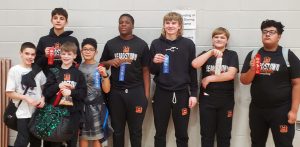 Pictured (L/R) are the Sectional qualifiers for the Beardstown Middle School Wrestling Team:  Devin Davis, Maddox Medrano, Jude Dawson, Diego Gil, Shadrack Mahfina, Caleb Hobrock, Logan Haverback, Josue Vasquez.