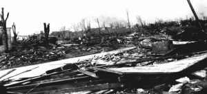 This photograph of general damage depicts the devestation at Murrpysbro, Illinois. Phot courtesy of the Jackson County Historical Society in Murphysbro. Illinois.