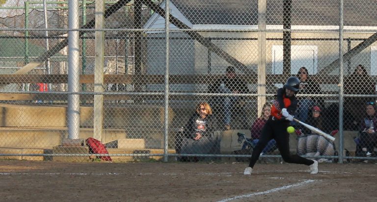 Beardstown’s Jaelyn Simpson squares one up in varsity softball action.