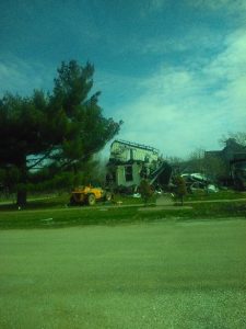 Demolition is ongoing in Chandlerville at a home destory by fire in the late night hours of December 23, 2022. Photo by Jim Lincoln
