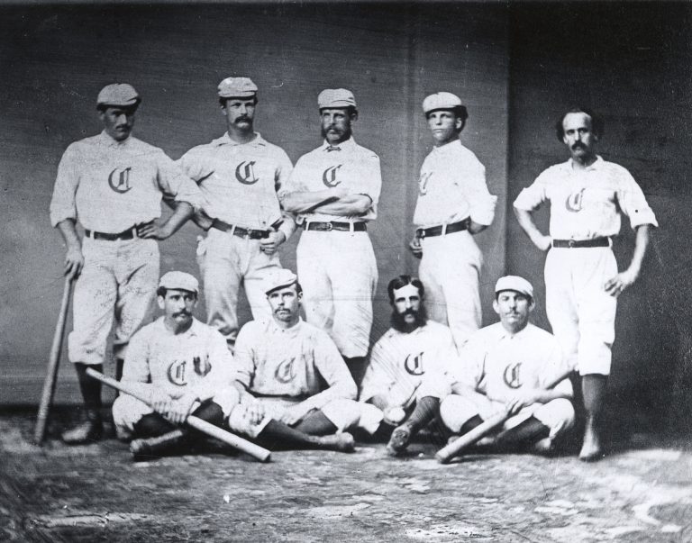 America’s first salaried baseball team, the 1869 Cincinnati Red Stockings.