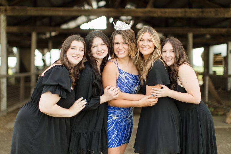 The Cass County Fair Queen contest willl be held at the Virginia High School gym at 7:00 p.m.  Monday, July 17. There is a small entry fee for those 10 & up. Pictured above, left to right are Jocee Harris, Chandlerville; Gracie Eilers Otto, Beardstown; 2022 Miss Cass County Fair Queen, Gretchen Swartz, Beardstown; Belle Carlock, Chandlerville; Brooklyn Beck, Arenzville            	                                  Photo by Brittany Troxell Photography