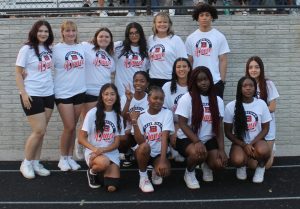 BHS Dance Team - Back row (L/R): Ashlyn Fardella, Emma Ford-Dewitt, Kyndall Kearns, Saray Chaparro, Coach Amanda Maltby, Dario Santos. Front row (L/R): Ayelen Gabriel Borjas, Laetitia Kanda, Joyce Lomponda, Makenna Whitlock, Blessing Bopaka, Christagie Zambele, Aaliyah Quinones