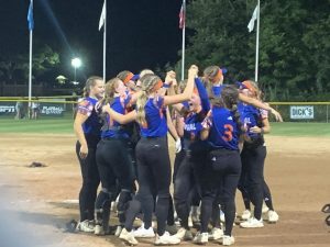 The District 17 Senior League All-Star celebrates their World Series Championship following the final out of the title game.