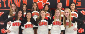 BHS Winter Cheer Team: Pictured from left to right, Back row: Autumn Bowman, Marielos Vega, Maddie Morales, Vanessa Sanchez, Stella Petersen, Athziri Gomez. Front row: Vanessa Nunez, Yanley Orriolas, Addi McClenning, Hailey Beller, Cali Cadwell.