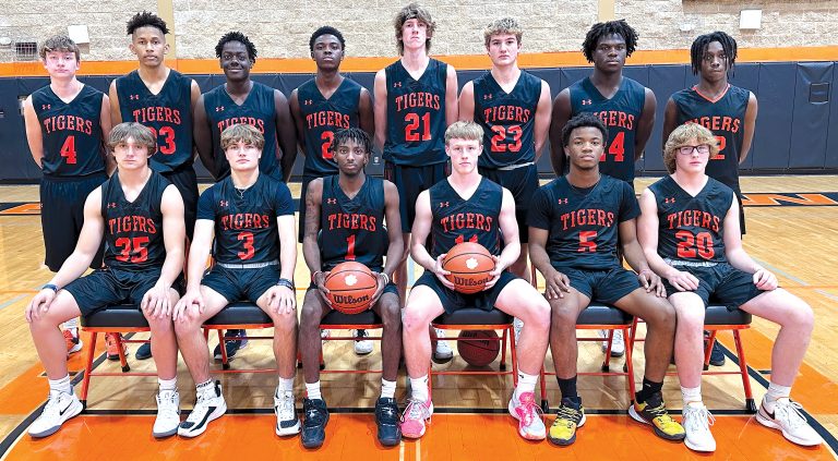 Beardstown Basketball Team pictured from left to right, Back row: Gavin Epping, Deyvi Javier Mena, Chris Tchaklizo, Exauce Mulumba, Rylan Alhorn, Tannar Riddell, Christy Domitien, Isaiah Thomas. Front Row: Ethan Heller, Zach DeSollar, Elizah Thomas, Isaac Brockschmidt, Jordy Kanda, Parker McCoy.
