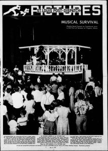 Shown above is a photo from the St. Louis Post Dispatch that was printed on July 6, 1952. This photo was taken when the bandstand on the Cass County Courthouse lawn held weekly concerts during the summer. Above is a 45-piece of Virginia’s school band under the direction of Anton Cerveny, music supervisor of public schools. At Monday night’s Virginia City Council meeting, it was announced that fundraisers will be held to do much needed repairs to the 111-year old bandstand.