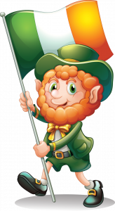 leprechaun with Ireland Flag