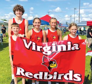 Representing Virginia-Triopia-Meredosia Junior High at the IESA State Track Meet were (L/R): Corbin Beck, Avery Neathery, Kenzie Meyer, Addilynn Tracy and Alais Anderson.