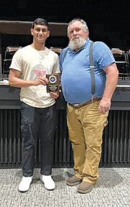 Cass Lodge #23 presented graduating Senior Purav Arvind Patel, left, with a $1,000 scholarship. Worshipful Master Bryan “Dan” Chapman, right, is shown congratulating Purav at the Senior Scholarship and Award night on Wednesday, May 22.