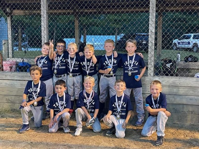 Triopia 1 (Arenzville) defeated Triopia 2 (Chapin) in a champinship game held June 27 in Arenville. The coach pitch league was made up from two teams from Winchester, Beardstown, and the two Triopia teams. Pictured above back row left to right; Trigg Trenter, Gavin Geroff, Kohen Orhn, Keegan Sprague, Jayden Phelps and Beau Turner. Front row left to right; Wes Miller, Jensen Schnitker, Owen Meyer, Weston Chenault and Waylon Huppe. Not pictured are coaches Kendell Phelps, Devron Orhn and Matt Meyer.