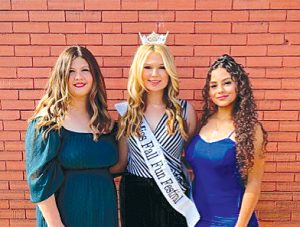 Two vie for 2024 Miss Fall Fun Festival Queen.Pictured left to right: Claire Schlueter, 2023 Queen Gracie Eilers Otto, and Dalina Concepciõn Santiago