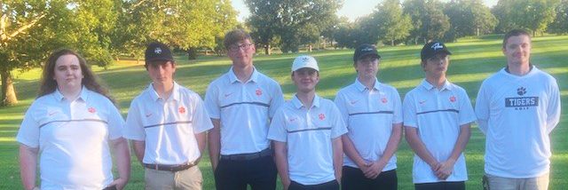 The BHS boys golf team following their final regular season match in Rushville. Pictured left to right are senior Max Moore, Carter Ross, senior Grady O’Hara, senior Cade Ross, Eli Brockschmidt, Hayden Dotzert and Coach Isaac Riddle.