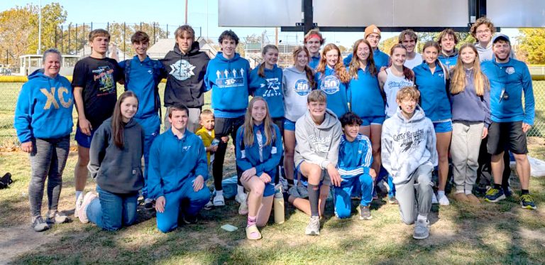 PORTA/A-C Central Boys and Girls Cross Country Teams at regionals. Both teams have advanced to Sectionals! Photo from PORTA High School Bluejay Cross Country Facebook