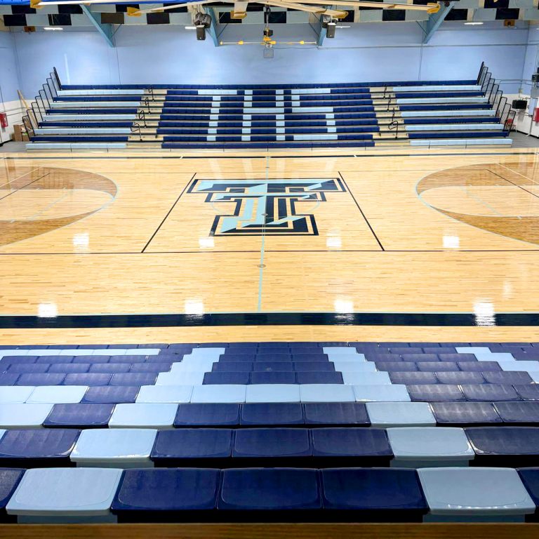 The Triopia High School Gymnasium looks brand new after a recent facelift including a new floor and bleachers.