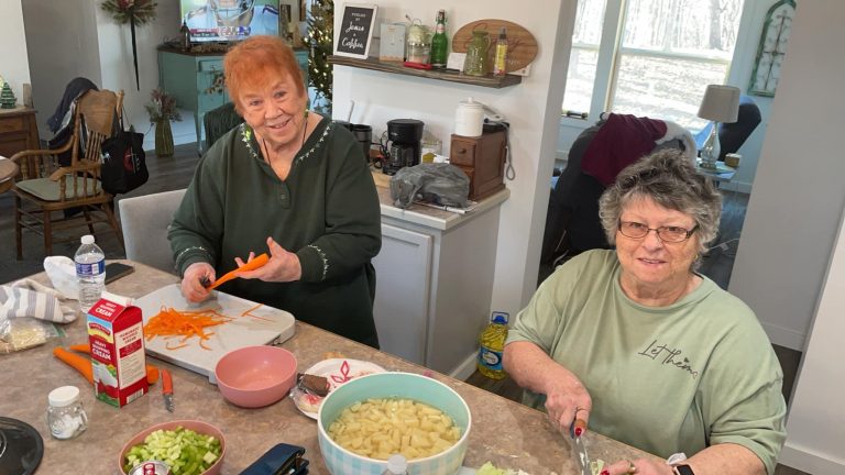 Sally and Jody hard at work prepping the veggies.