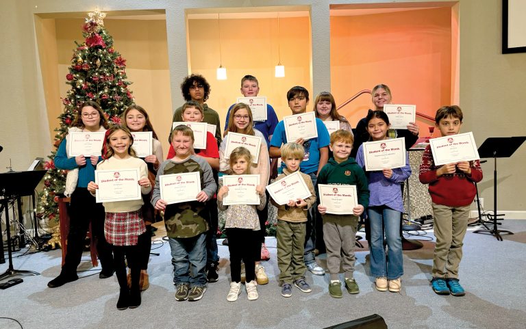 Front left to right: Liv Schaver, Julian Huffman, Paisleigh Lenning, Lincoln Stambaugh, Mason Burgett, Sapphire Graham Martinez, Jase Butz. Middle left to right: Jalie Cowan, Finnley Cook, Jase Rohn, Ava Hoffman, Rhys Spears . Back left to right: Ruben Caraballo, Kaden Pilger, Katie Bucy, Liberty Jones