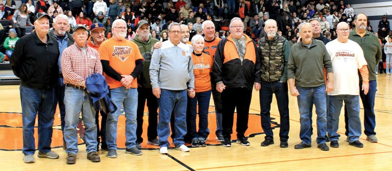 A large group of former BHS Football players who played under Coach Bob Hembrough in the early 1970’s were the guests of honor at the Coach Hembrough Throwback Game.