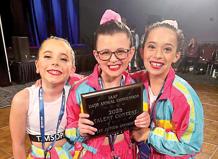 Congratulations to the hip hop girls from All About Dance & More. They won the Illinois State Talent Show Junior Division, January 18. The hip hop was created, rehearsed, and choreographed by the trio. Pictured left to right: Anlee Jones (Nathaniel and Jesse Jone, parents), Izzy Claudius (Doug and Melody Claudius, parents), and Serena Graham-Martinez (Iris Martinez and Levi & Angelly Graham, parents). Well deserved girls!