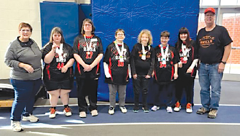 The Beardstown Area Special Athletes basketball skills team at Regionals.