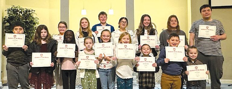 Front row, left to right: Luciano Otero, Nichole Williams, Atong Dhal, Delta Sandidge, Hazel Callahan, Emmah Herter, Isaiah Nova Bravo, Liam Helms, Wyatt Dyche. Back lrow eft to right: Zoe Shaver, Korynn Parrish, Kaden Pilger, Raygan Morato, Mila Capps, Rachael Wetzel, AJ Toquinto. Congratulations to the students on a job well done!